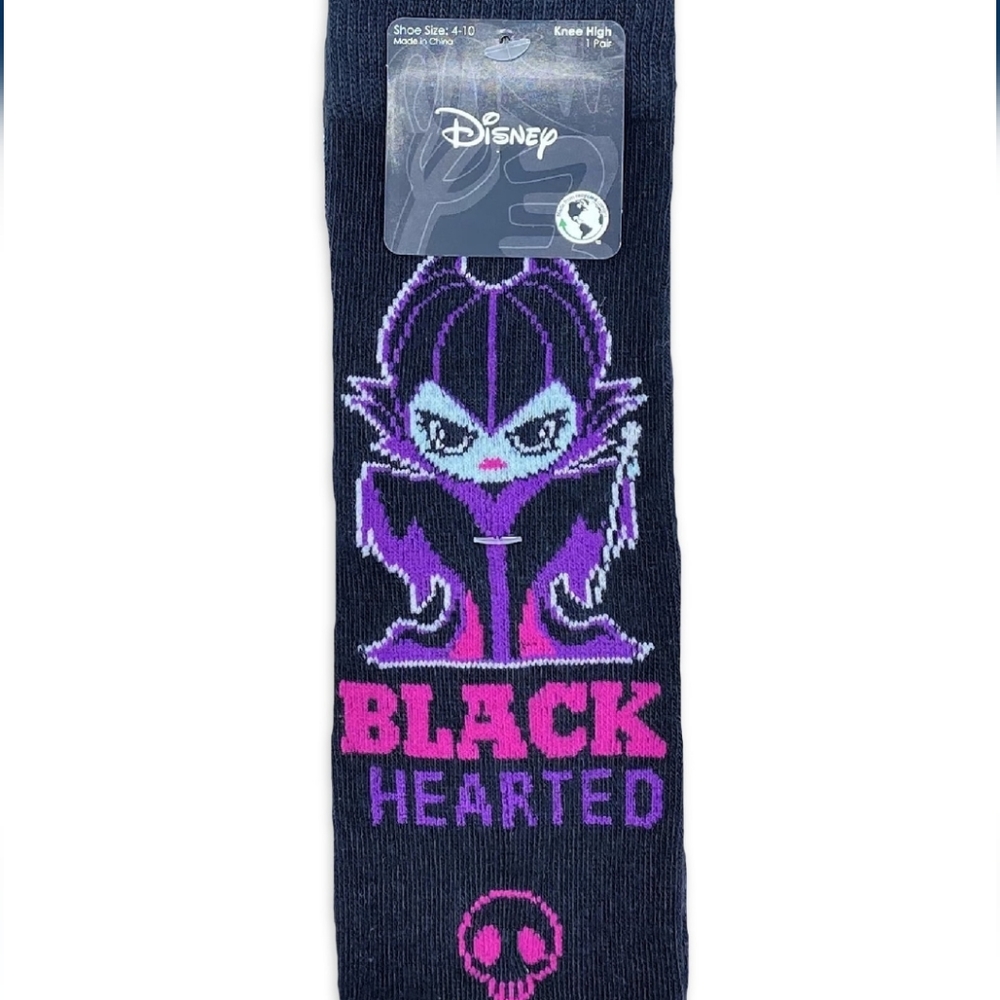 Disney Villains Black Hearted Knee High Socks Halloween 🎃